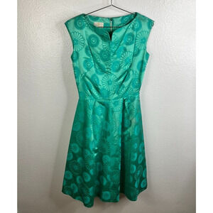 Vintage Dynasty Hong Kong Dress S Green Teal Floral Authentic 60s Jackie Kennedy